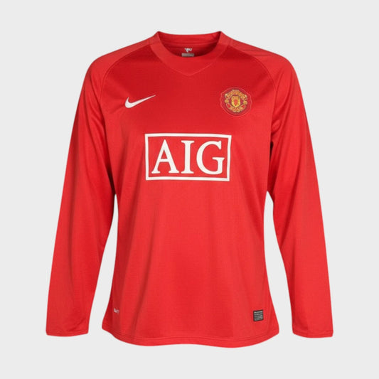 Camisa Manchester United I 2007/08 Manga Longa