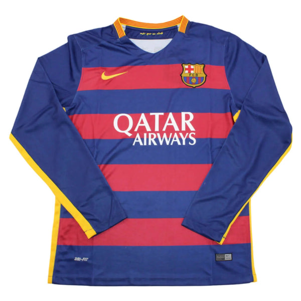 Camisa Barcelona Home 2015/16 Manga Longa [Versão Retrô]